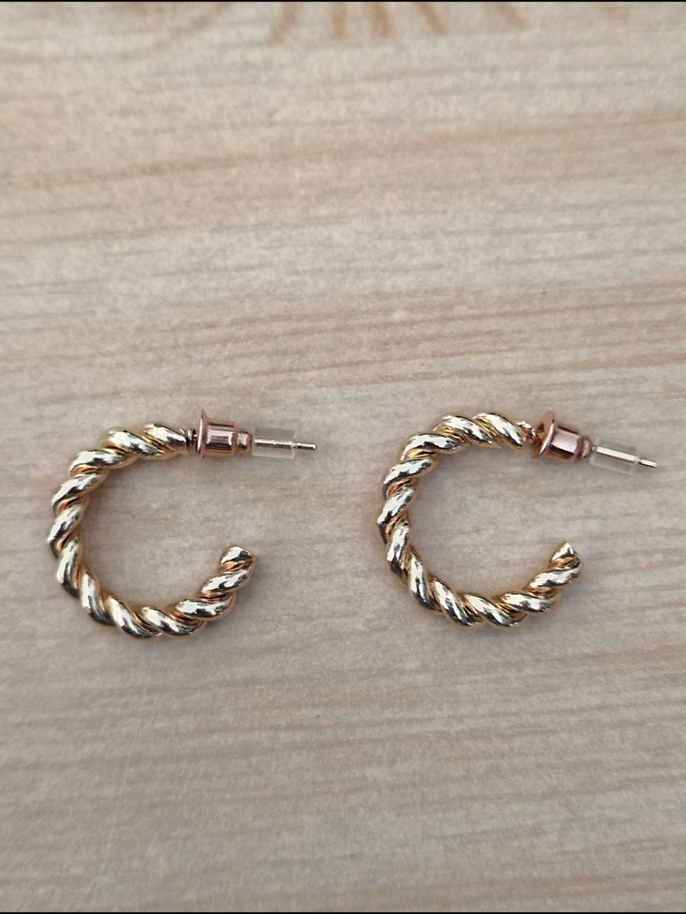 Gold Twisted Rope Hoop Earrings - Picture 2 of 3
